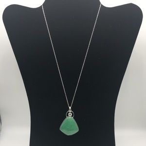 Green Aventurine Pendant with Chain & Topaz Accent